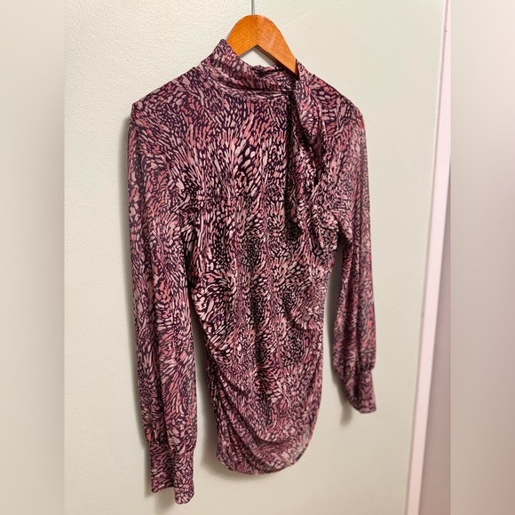 Cable & Gauge Tops - Cable & Gauge Pink and Black Patterned Blouse